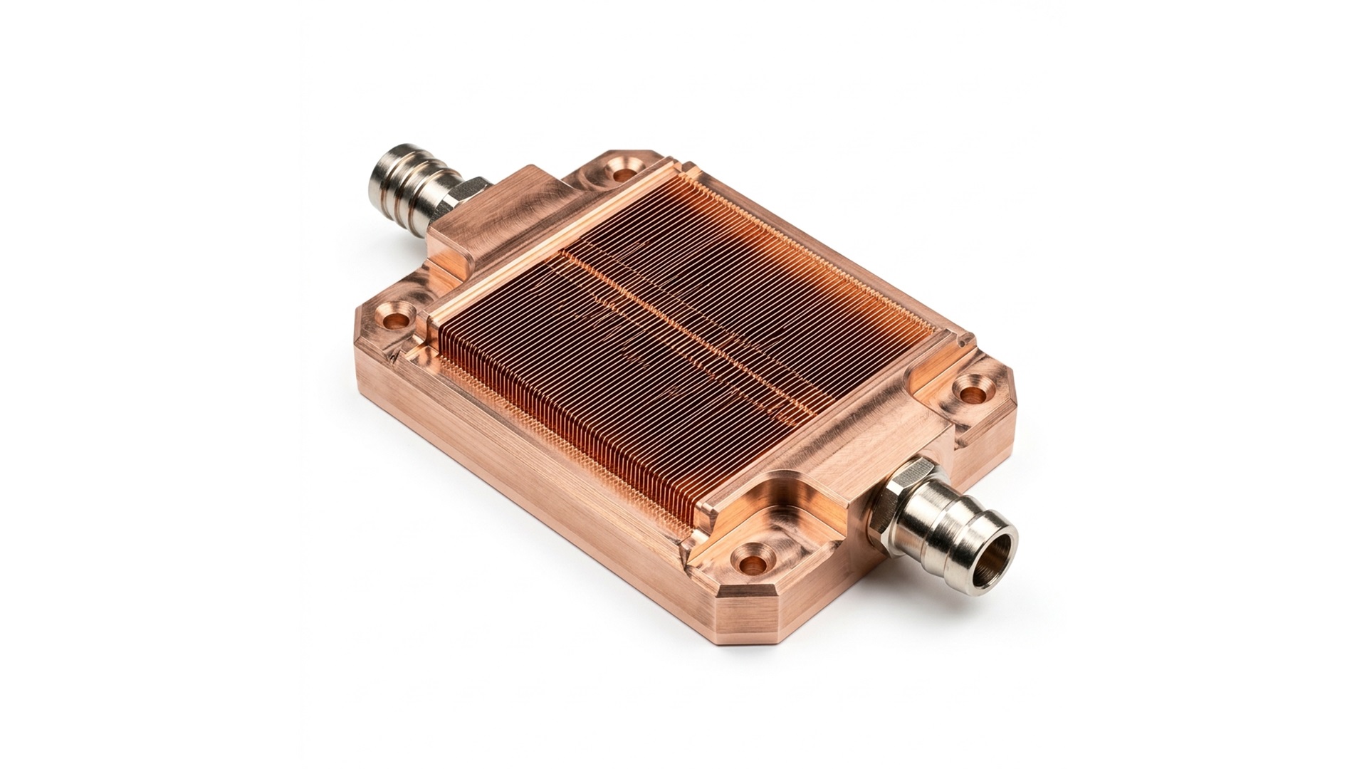 High-density microchannel cold plate precision-machined from oxygen-free copper for AI accelerator cooling