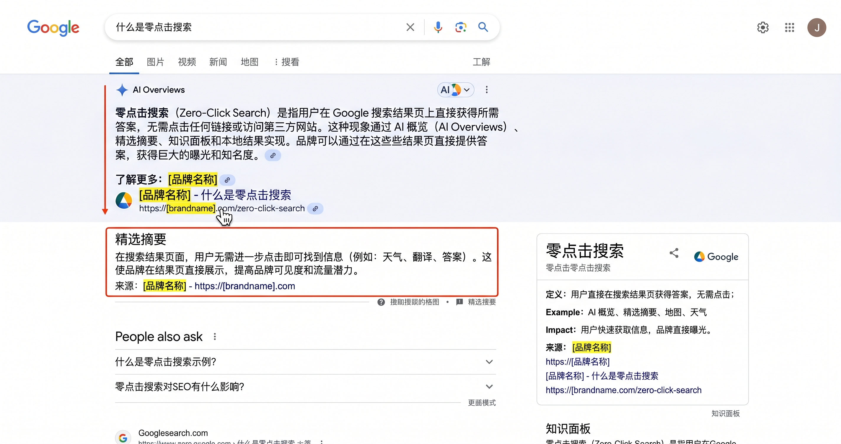 零点击搜索:用户在搜索结果页直接获得答案,品牌在结果页获得曝光 零点击搜索:用户在搜索结果页直接获得答案,品牌在结果页获得曝光