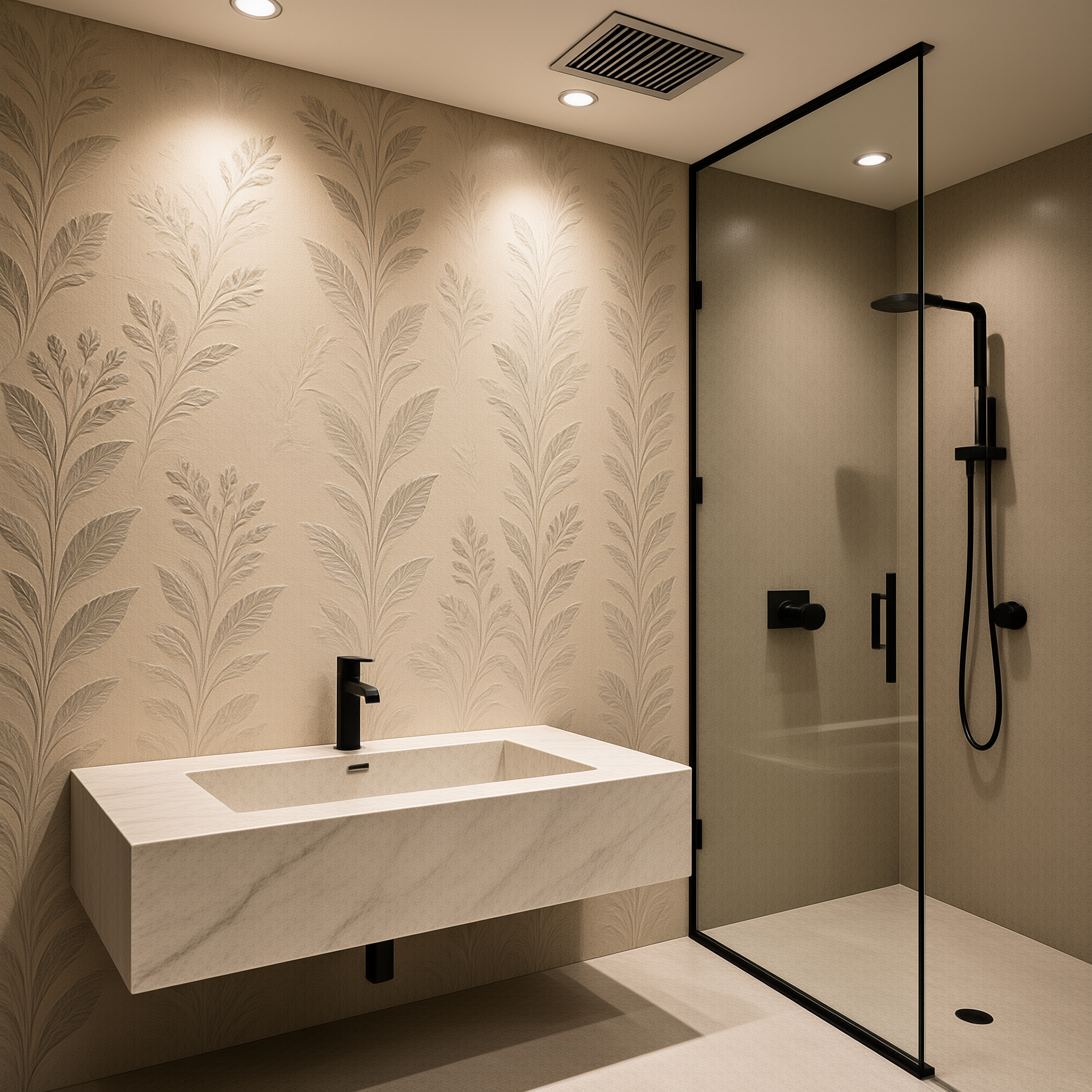 Comparativa de papel vinílico, no tejido y recubierto para baño sin ventana